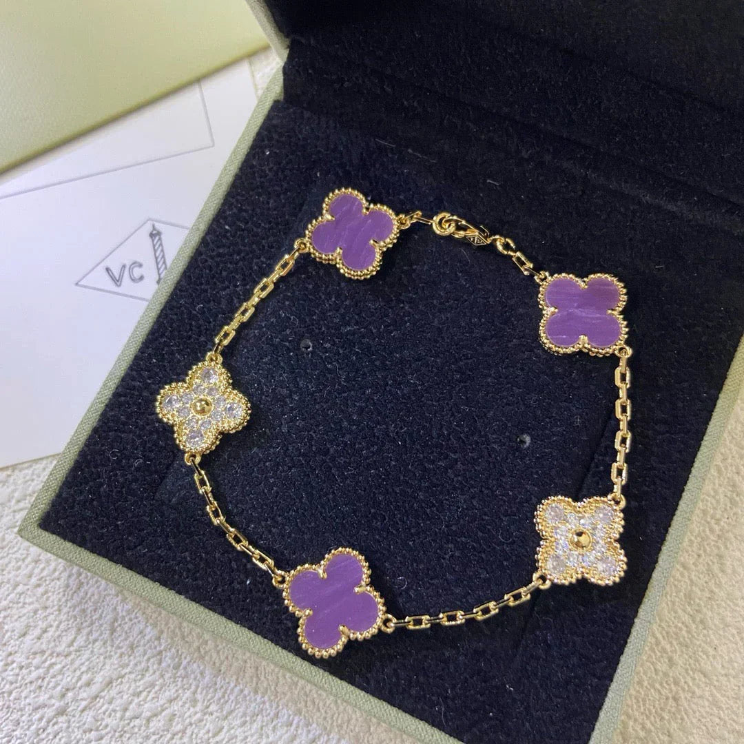 [LUXORA] CLOVER 5 MOTIF VIOLET BRACELET COLLECTION