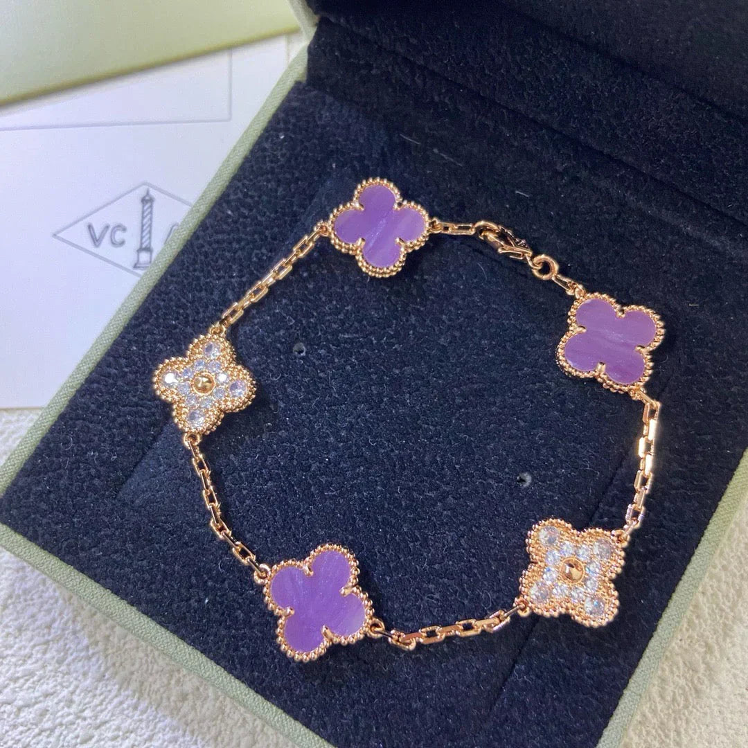 [LUXORA] CLOVER 5 MOTIF VIOLET BRACELET COLLECTION