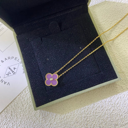 [LUXORA Jewelry]CLOVER 15MM DIAMOND  PURPLE VIOLET NECKLACE