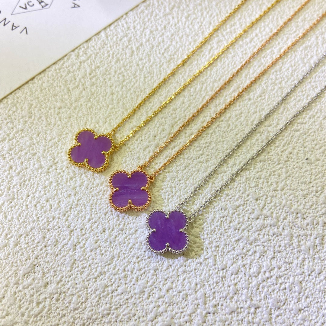 [LUXORA Jewelry]CLOVER 15MM  PURPLE VIOLET NECKLACE