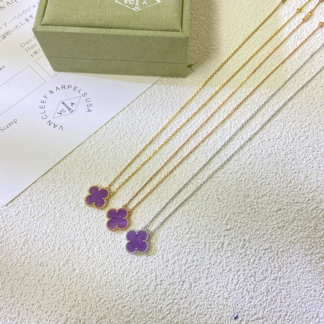 [LUXORA Jewelry]CLOVER 15MM  PURPLE VIOLET NECKLACE