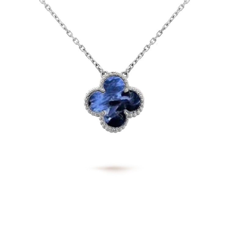 [LUXORA]CLOVER 15MM PIETERSITE NECKLACE SILVER