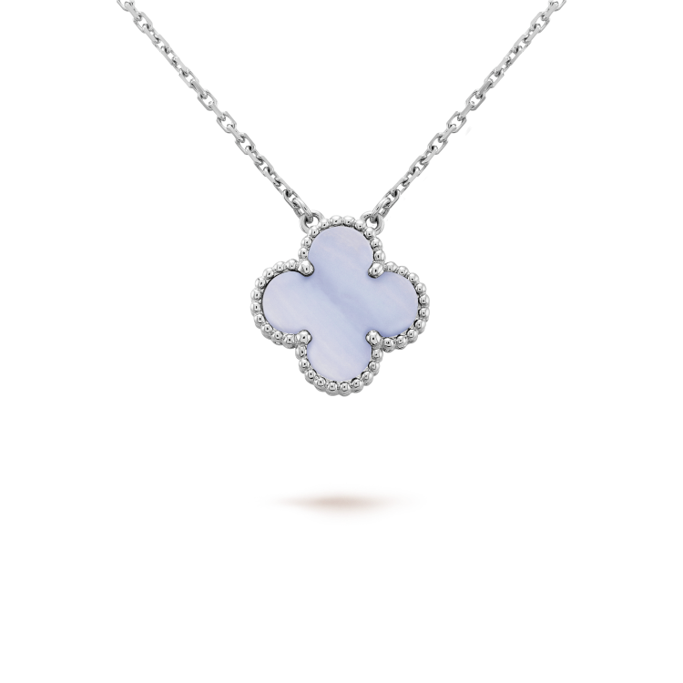 [LUXORA]CLOVER 15MM BLUE CHALCEDONY NECKLACE SILVER