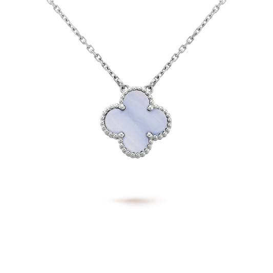 [LUXORA]CLOVER 15MM BLAUER CHALCEDON HALSKETTE SILBER