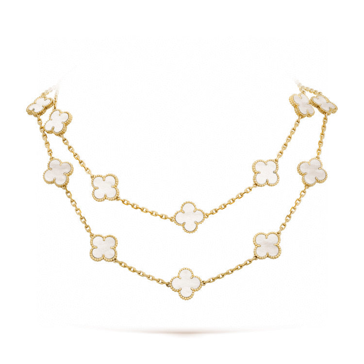 [LUXORA]CLOVER 20 MOTIFS WHITE MOP NECKLACE