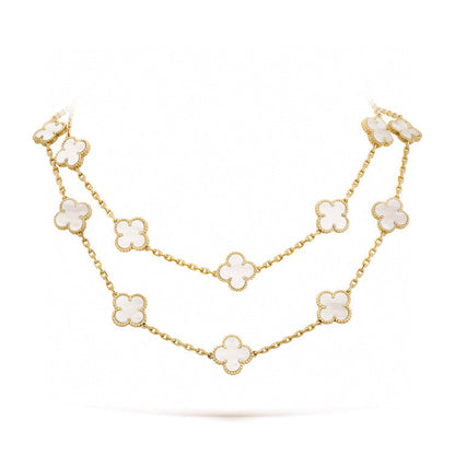 [LUXORA]CLOVER 20 MOTIFS WHITE MOP NECKLACE