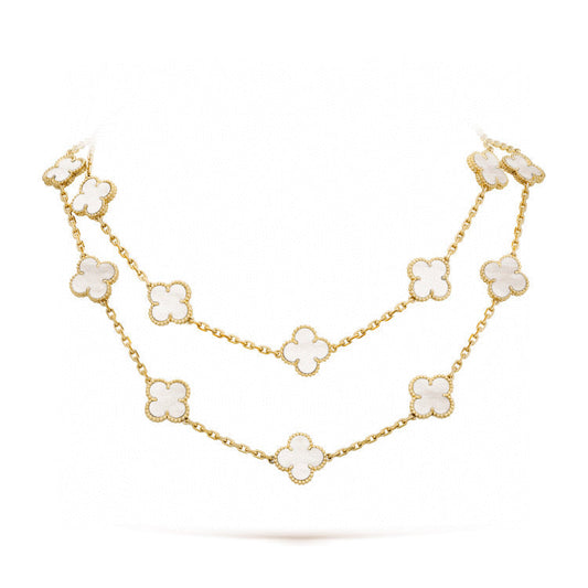 [LUXORA]CLOVER 20 MOTIFS WHITE MOP NECKLACE
