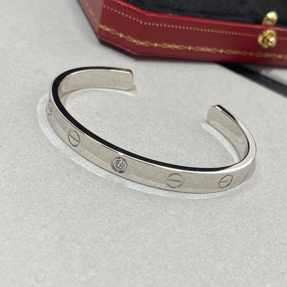[⭐JeweliWhal]LOVE BRACELET 6.1MM 1 DIAMOND OPEN CUFF