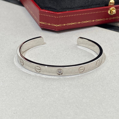 [⭐JeweliWhal]LOVE BRACELET 6.1MM 1 DIAMOND OPEN CUFF
