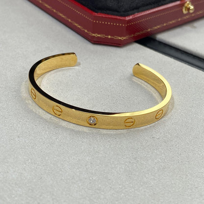 [⭐JeweliWhal]LOVE BRACELET 6.1MM 1 DIAMOND OPEN CUFF