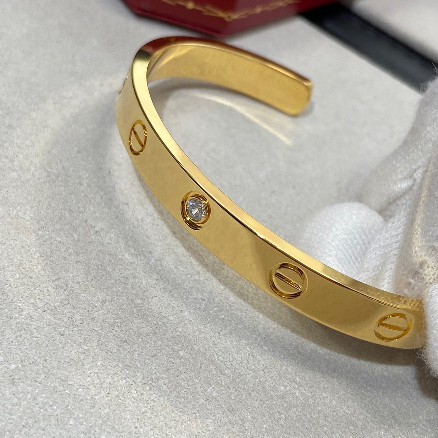 [⭐JeweliWhal]LOVE BRACELET 6.1MM 1 DIAMOND OPEN CUFF
