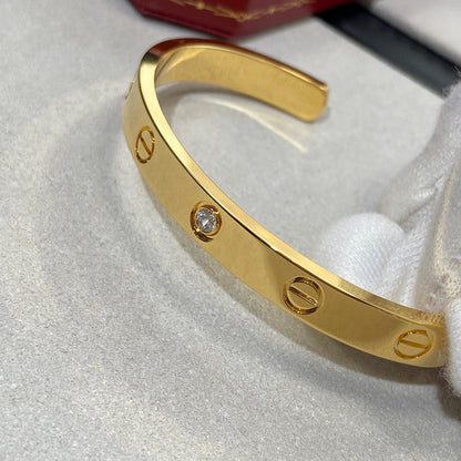 [⭐JeweliWhal]LOVE BRACELET 6.1MM 1 DIAMOND OPEN CUFF