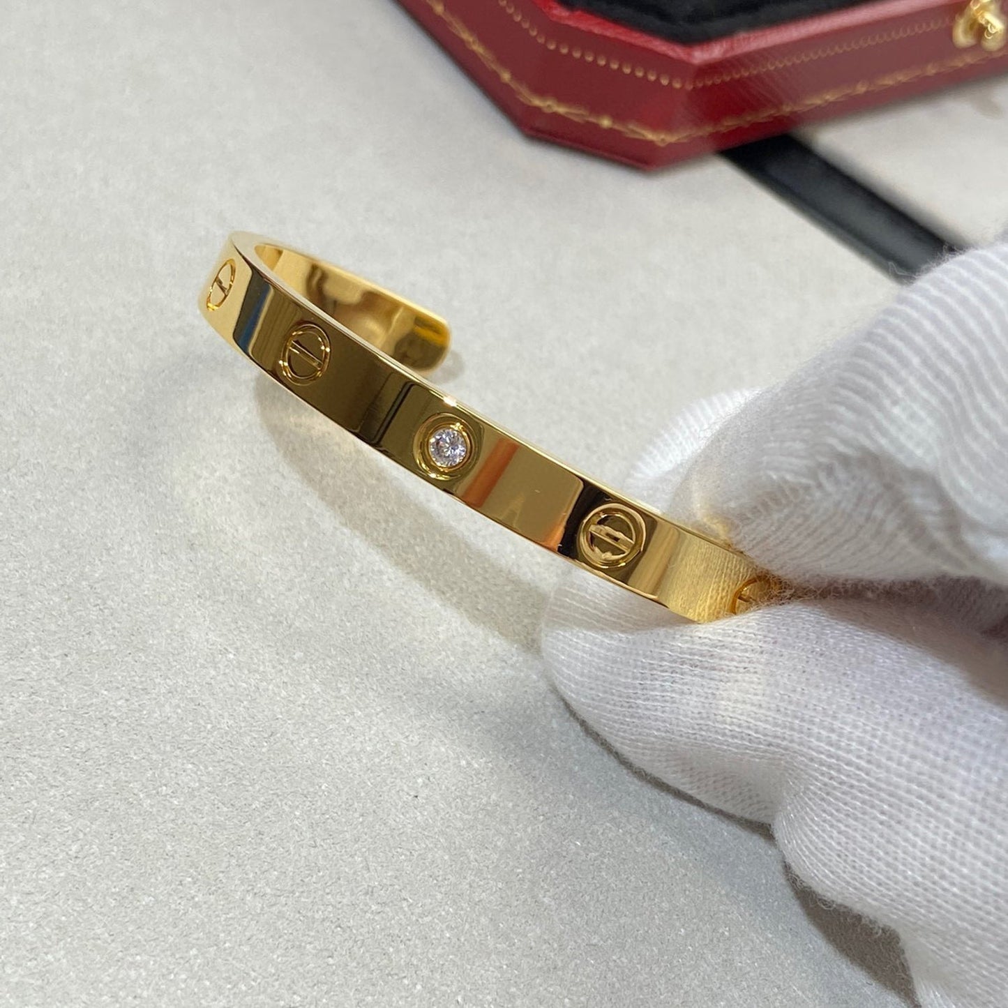 [LUXORA]LOVE BRACELET 6.1MM 1 DIAMOND OPEN CUFF