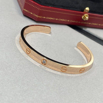 [⭐JeweliWhal]LOVE BRACELET 6.1MM 1 DIAMOND OPEN CUFF