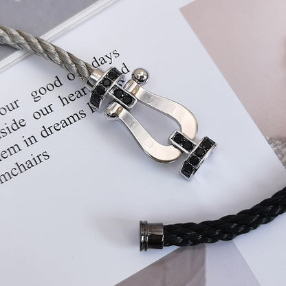 [LUXORA]FORCE LARGE HORSESHOE BLACK DIAMOND BRACELET SILVER