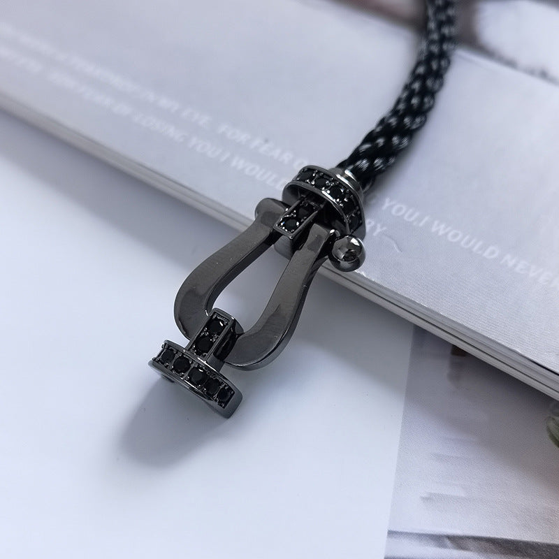 [LUXORA]FORCE LARGE SERIES HORSESHOE BLACK SAMURAI BRACELET