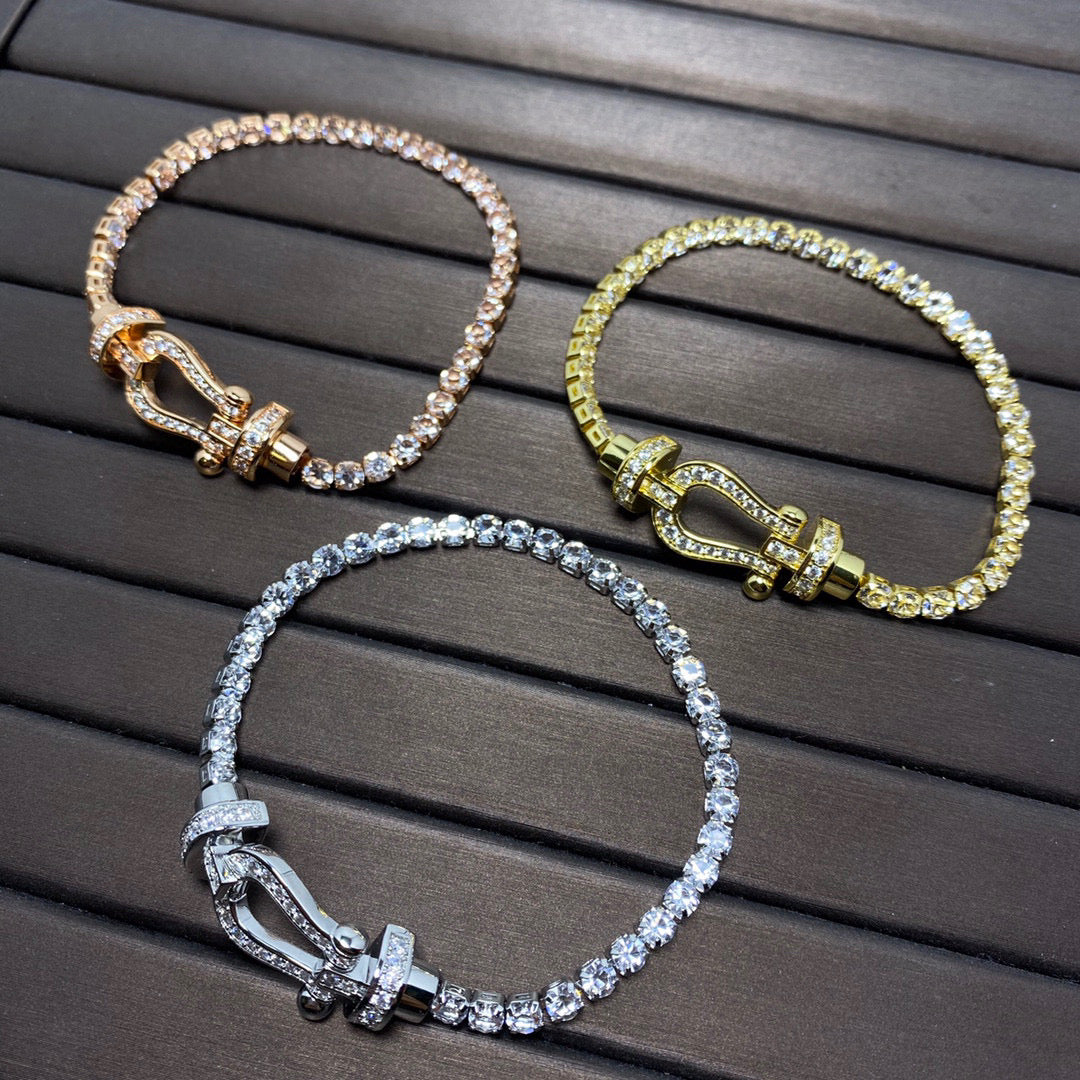 [LUXORA]FORCE  LARGE HORSESHOE FULL DIAMOND TENNIS BRACELET