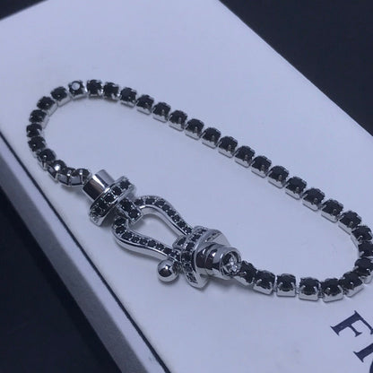 [LUXORA]FORCE  LARGE HORSESHOE FULL DIAMOND TENNIS BRACELET