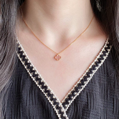 [LUXORA]CLOVER 15MM PINK MOTHER-OF-PEARL SINGLE FLOWER NECKLACE