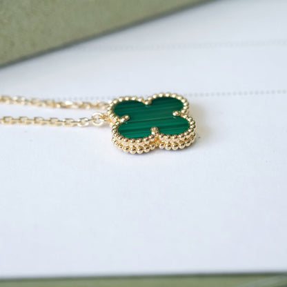 [LUXORA]CLOVER 15MM MALACHITE SINGLE FLOWER  NECKLACE