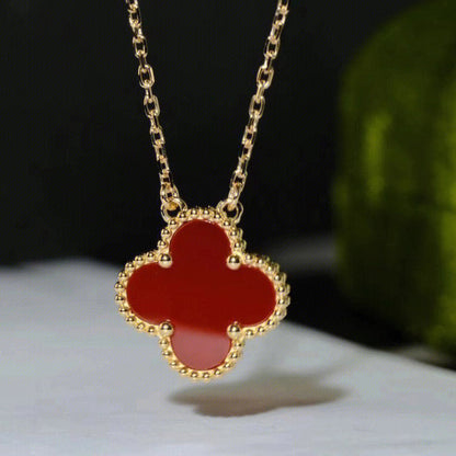 [LUXORA]CLOVER 15MM CARNELIAN SINGLE FLOWER NECKLACE