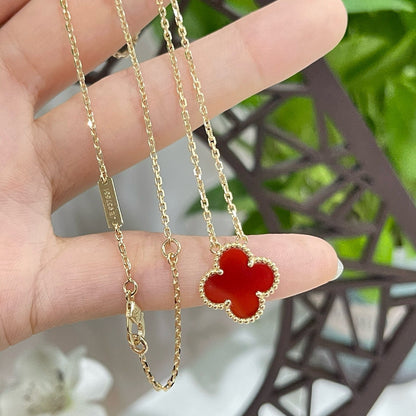 [LUXORA]CLOVER 15MM CARNELIAN SINGLE FLOWER NECKLACE