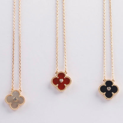 [LUXORA]CLOVER 15MM DIAMOND CARNELIAN NECKLACE