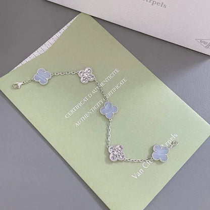 [LUXORA] CLOVER 5 MOTIF PURPLE CHALCEDONY BRACELET COLLECTION