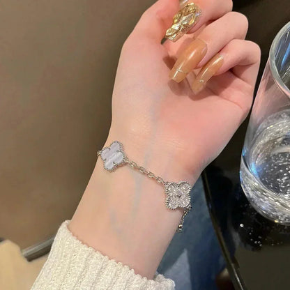 [LUXORA] CLOVER 5 MOTIF PURPLE CHALCEDONY BRACELET COLLECTION