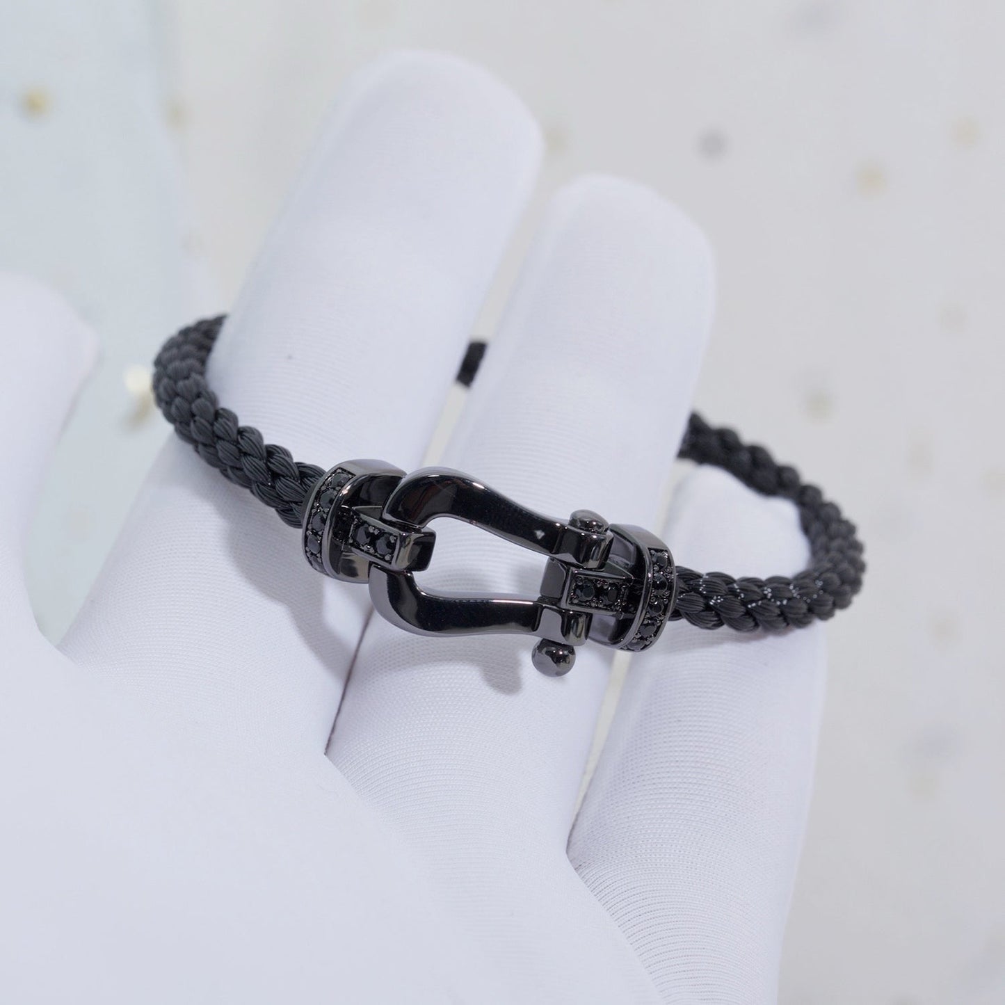 [LUXORA]FORCE LARGE SERIES HORSESHOE BLACK SAMURAI BRACELET