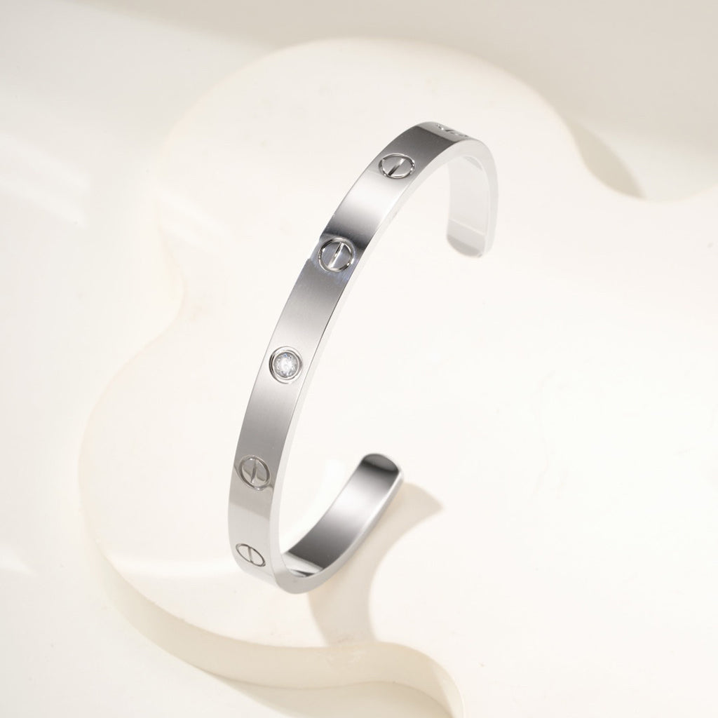 [⭐JeweliWhal]LOVE BRACELET 6.1MM 1 DIAMOND OPEN CUFF