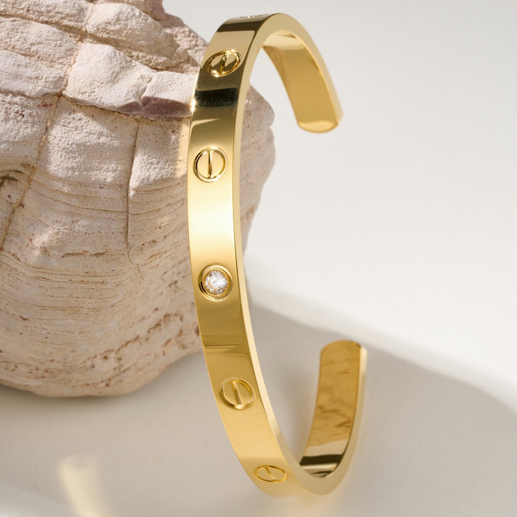 [⭐JeweliWhal]LOVE BRACELET 6.1MM 1 DIAMOND OPEN CUFF