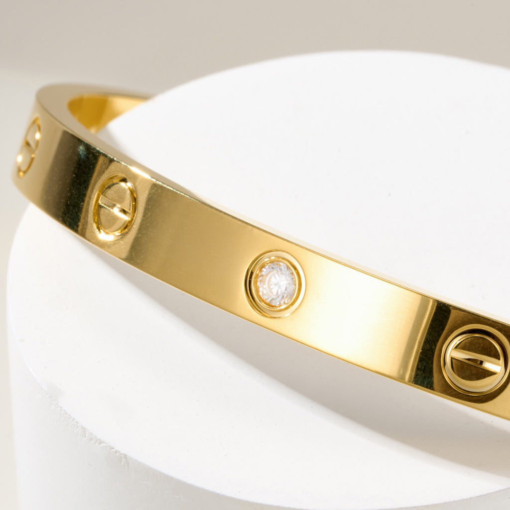 [⭐JeweliWhal]LOVE BRACELET 6.1MM 1 DIAMOND OPEN CUFF