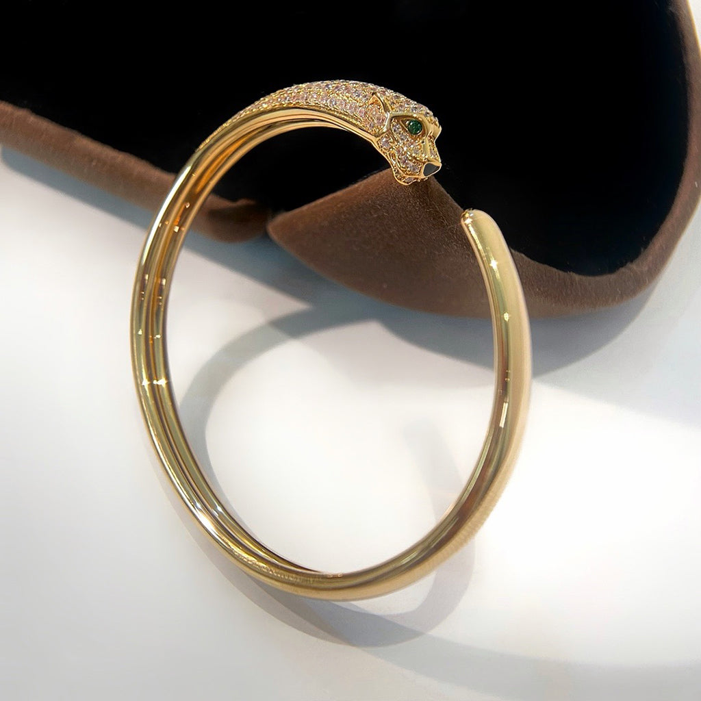 [⭐JeweliWhal]PANTHERE HALF DIAMOND OPEN BRACELET