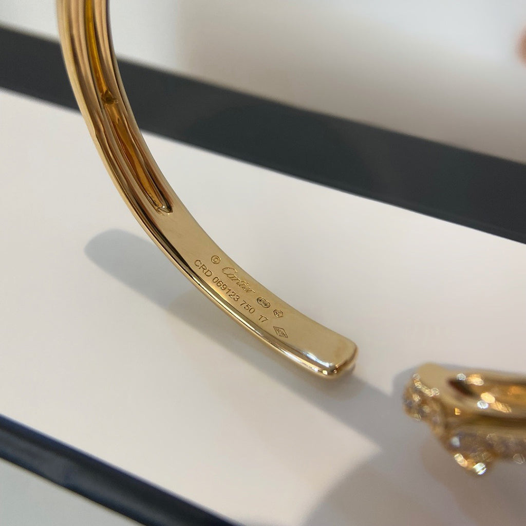 [⭐JeweliWhal]PANTHERE HALF DIAMOND OPEN BRACELET
