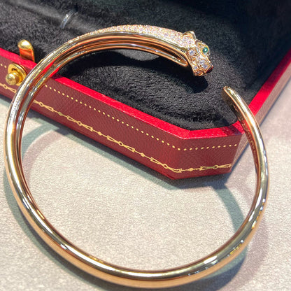 [⭐JeweliWhal]PANTHERE HALF DIAMOND OPEN BRACELET