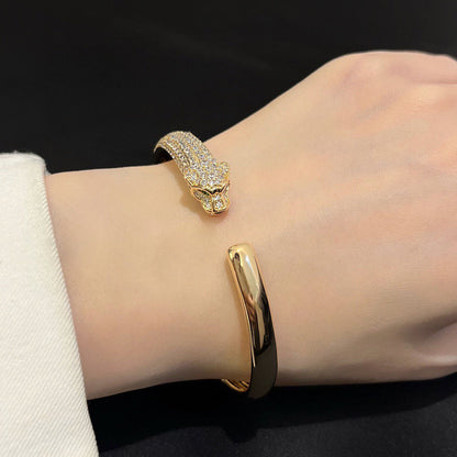 [⭐JeweliWhal]PANTHERE HALF DIAMOND OPEN BRACELET
