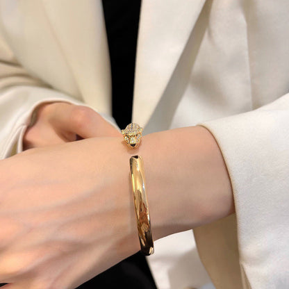 [⭐JeweliWhal]PANTHERE HALF DIAMOND OPEN BRACELET
