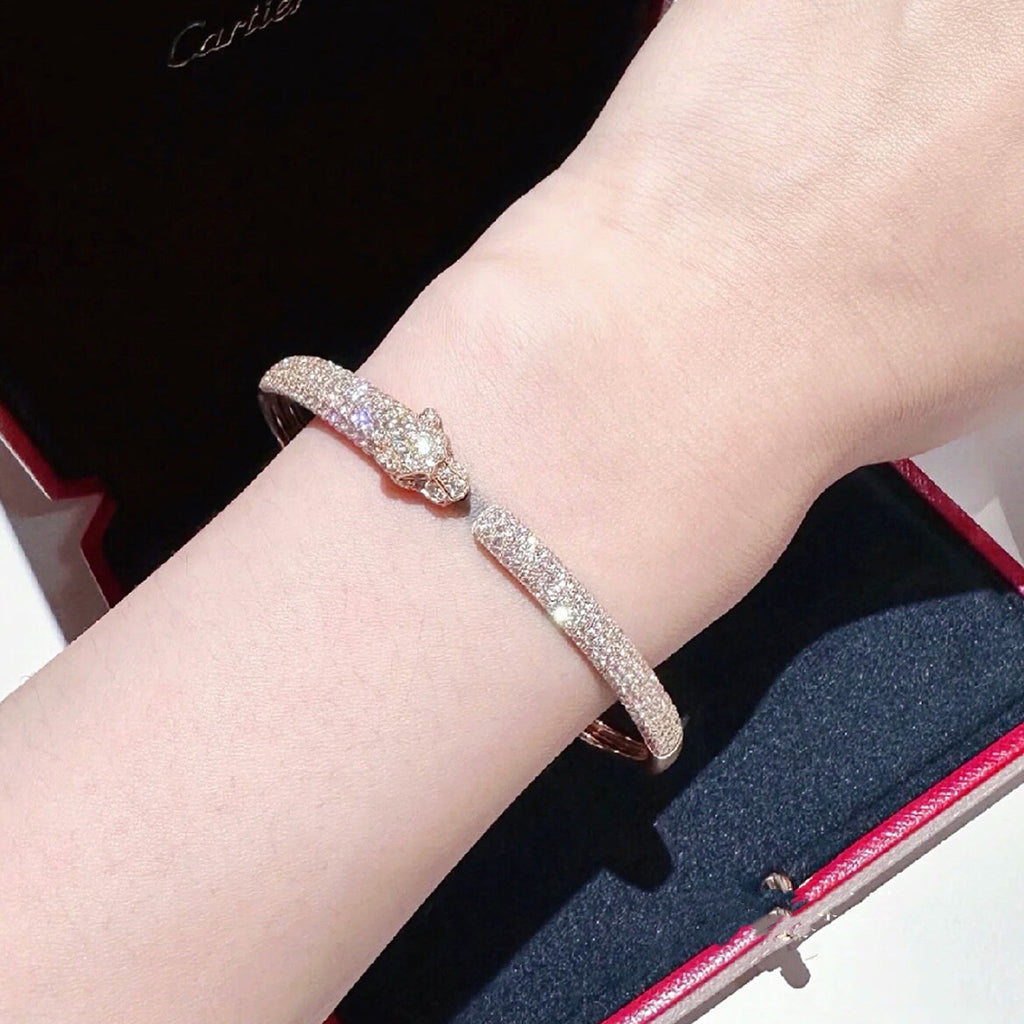[⭐JeweliWhal]PANTHERE FULL DIAMOND OPEN BRACELET