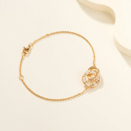 [⭐JeweliWhal]LOVE DOUBLE RING FULL DIAMOND BRACELET