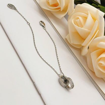 [⭐JeweliWhal]LOVE DOUBLE RING HALF DIAMOND BRACELET