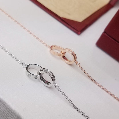 [⭐JeweliWhal]LOVE DOUBLE RING HALF DIAMOND BRACELET