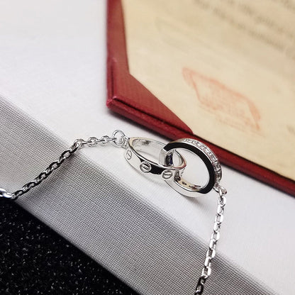 [⭐JeweliWhal]LOVE DOUBLE RING HALF DIAMOND BRACELET