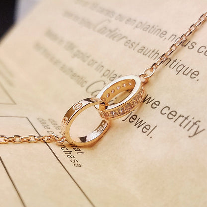 [⭐JeweliWhal]LOVE DOUBLE RING HALF DIAMOND BRACELET