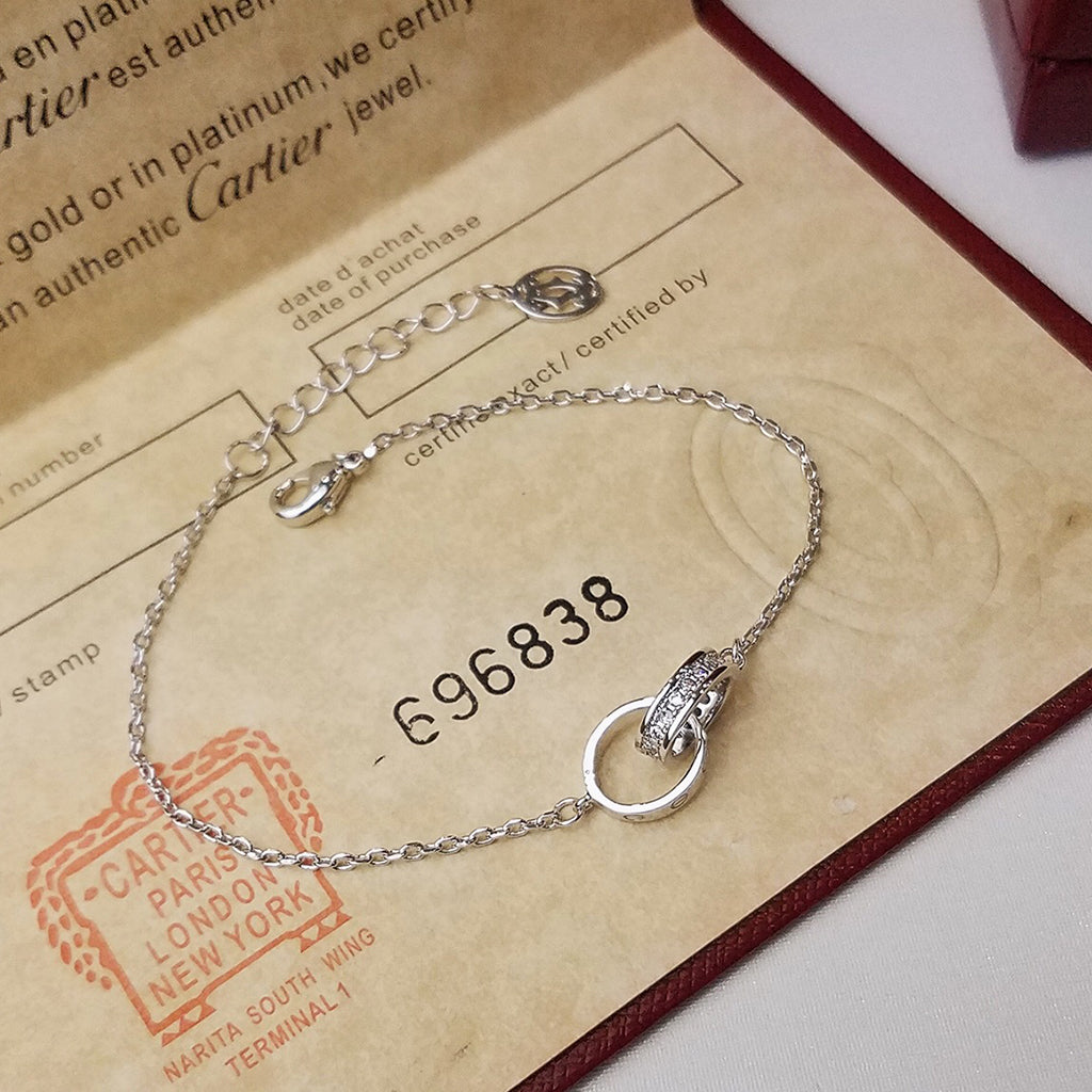 [⭐JeweliWhal]LOVE DOUBLE RING HALF DIAMOND BRACELET