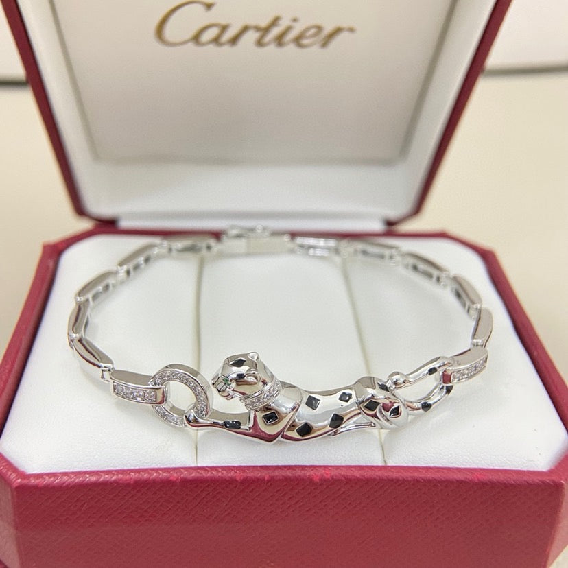[⭐JeweliWhal]PANTHERE HALF DIAMOND ON CHAIN BRACELET