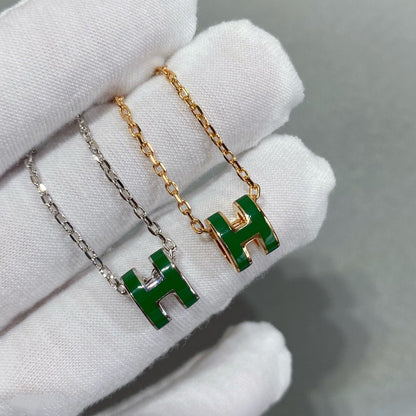 [LUXORA]POP H GREEN NECKLACE SILVER AND GOLD