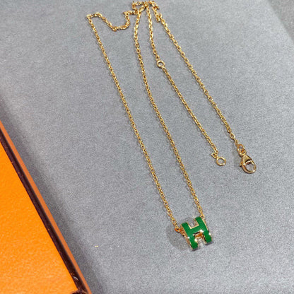 [LUXORA]POP H GREEN NECKLACE SILVER AND GOLD