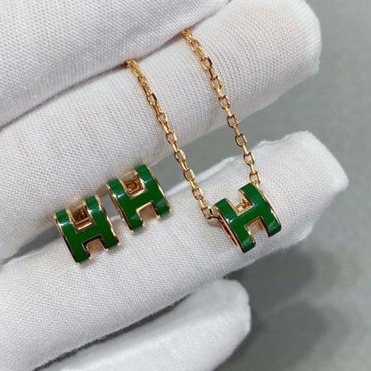 [LUXORA]POP H GREEN NECKLACE SILVER AND GOLD