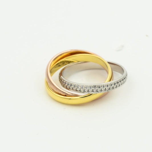 [LUXORA Jewelry]TRINITY RING GOLD PINK GOLD SILVER DIAMONDS
